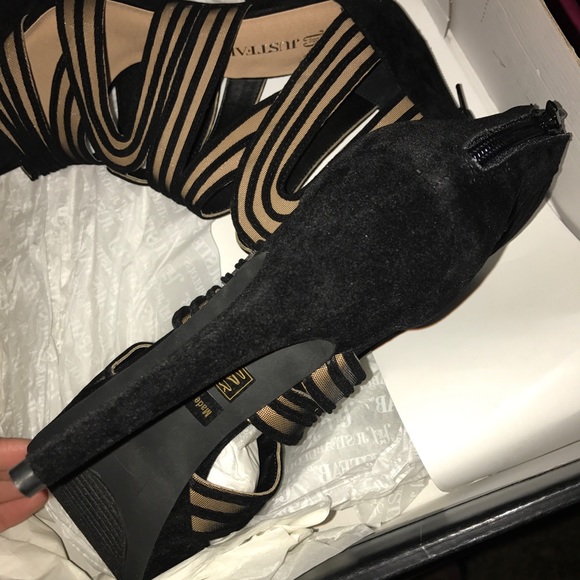 Sexy Black Just Fab Strappy Stiletto Heels 8 NIB - Picture 3 of 4